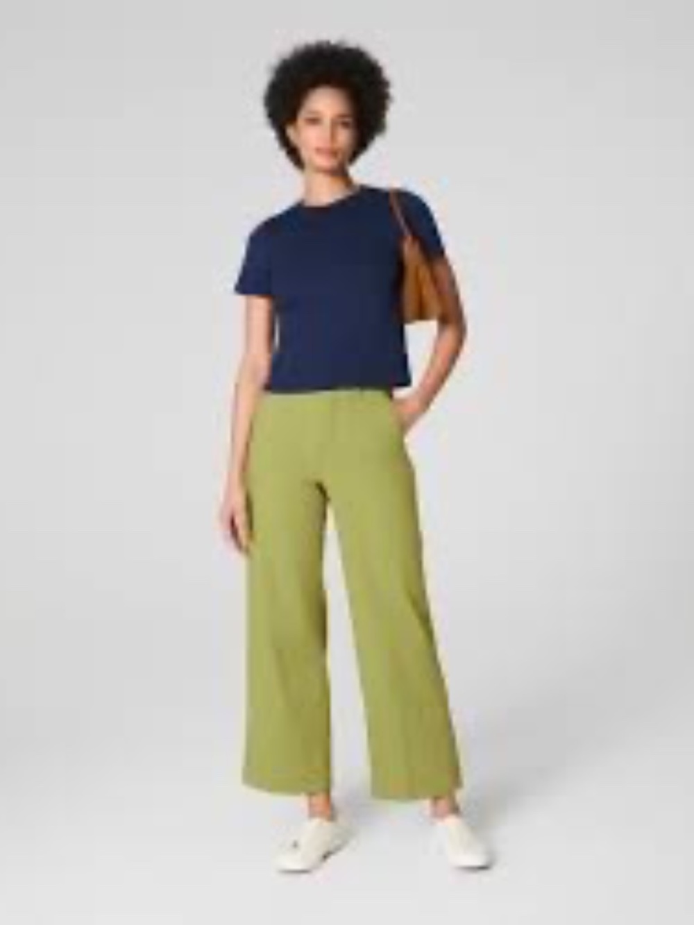 SPANX supersmooth Stretch Twill Cropped Wide Leg Pant Green 1X Tall